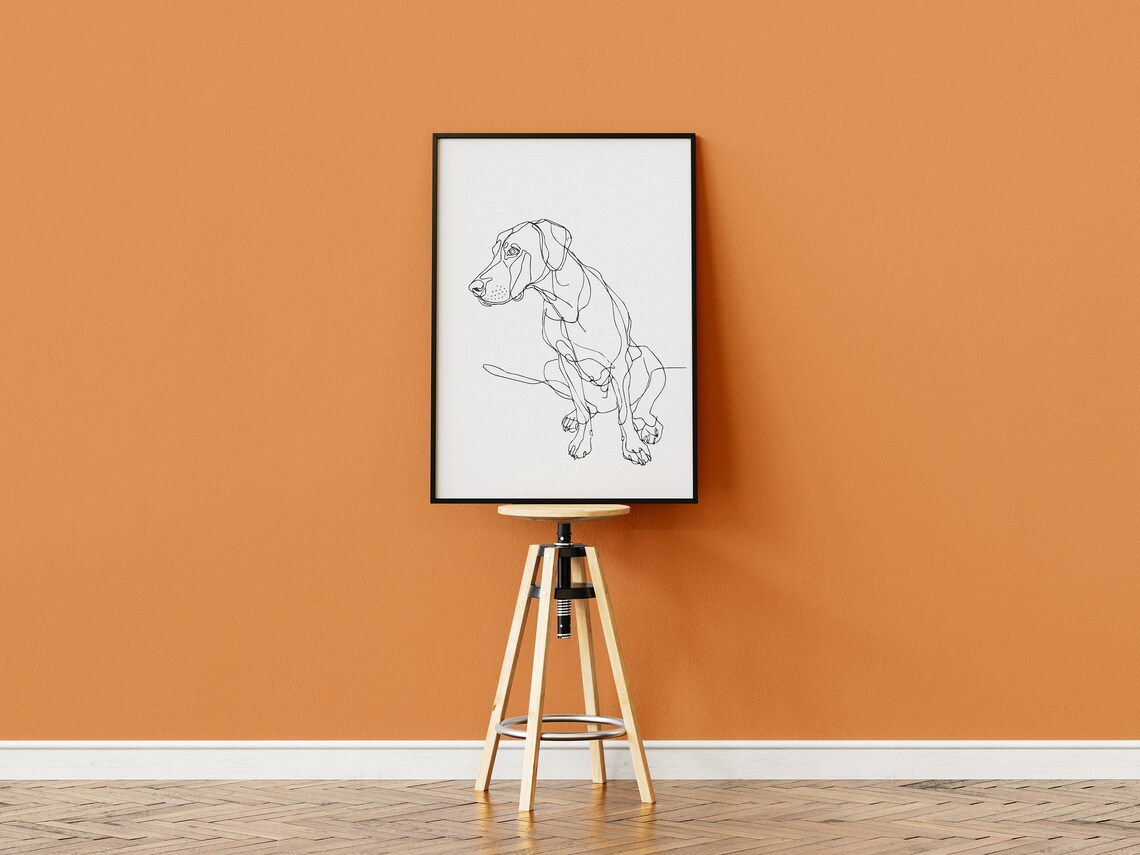 Vizsla Sitting Full Body Elegant Line Drawing Hungarian Dog Art Poster - Image 3
