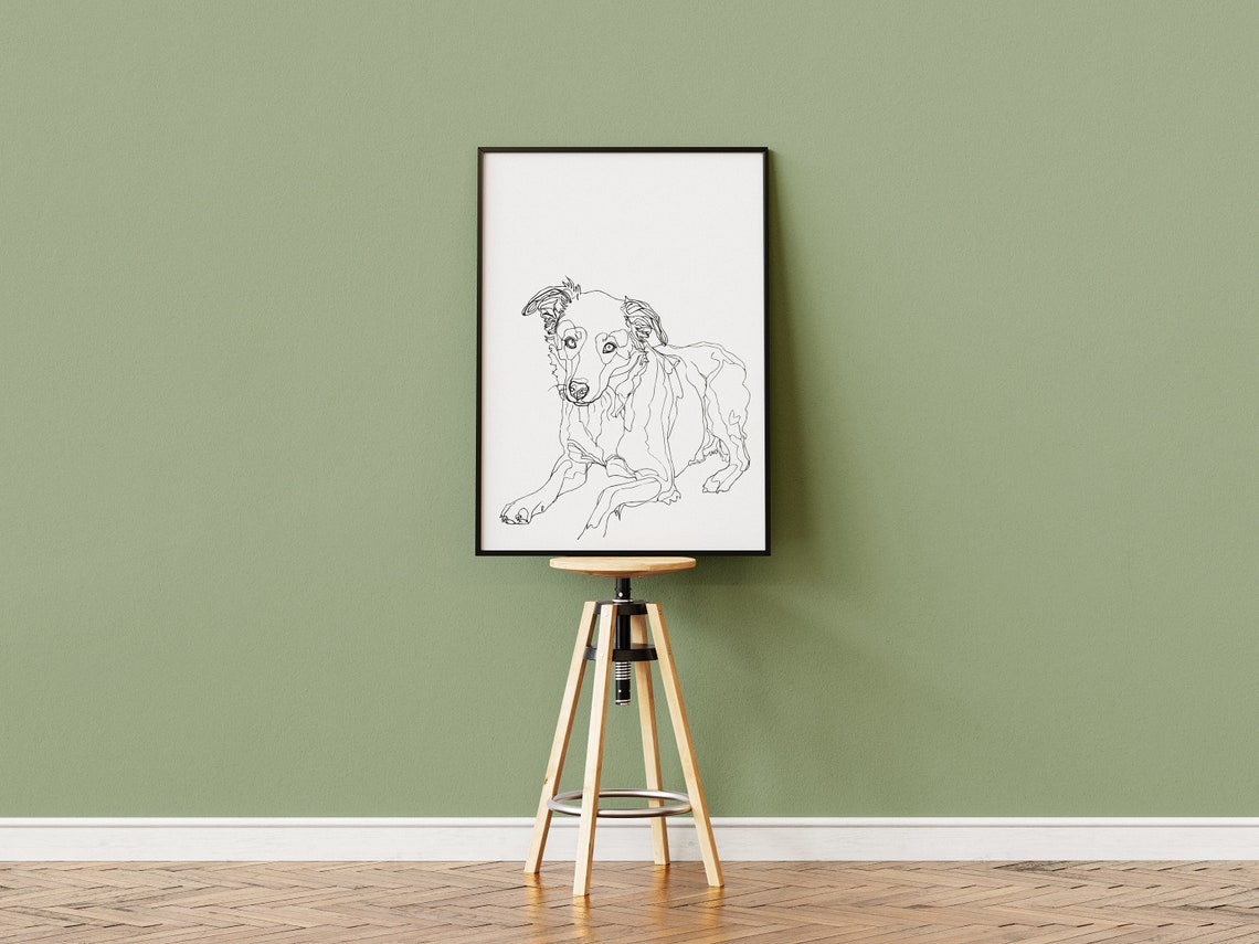 Border Collie Continuous Line Drawing Minimalist Dog Wall Poster - Image 3