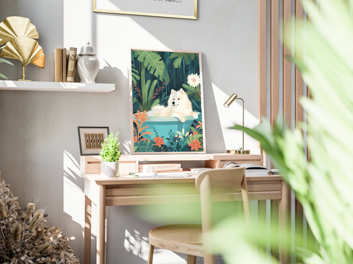 Samoyed Boho Jungle Poster, Eclectic Tropical Decor - Image 2