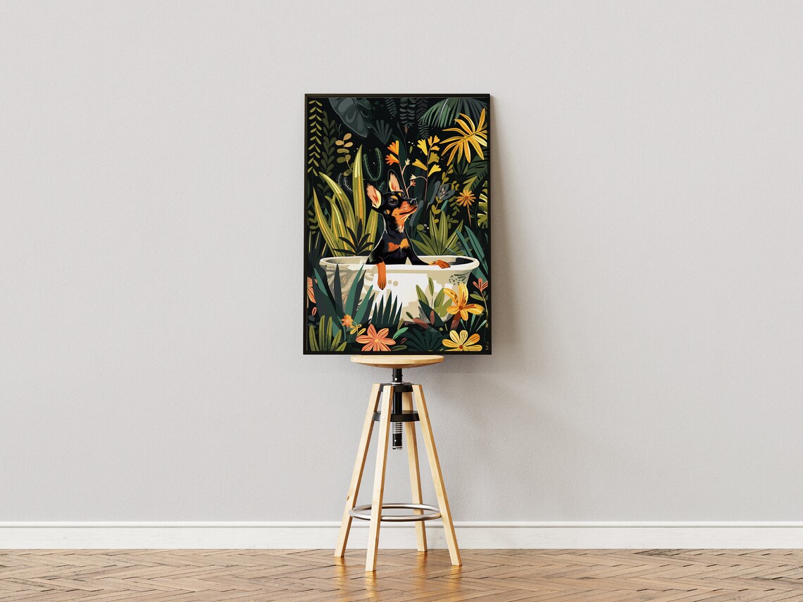Miniature Pinscher Boho Jungle Art Print - Image 3