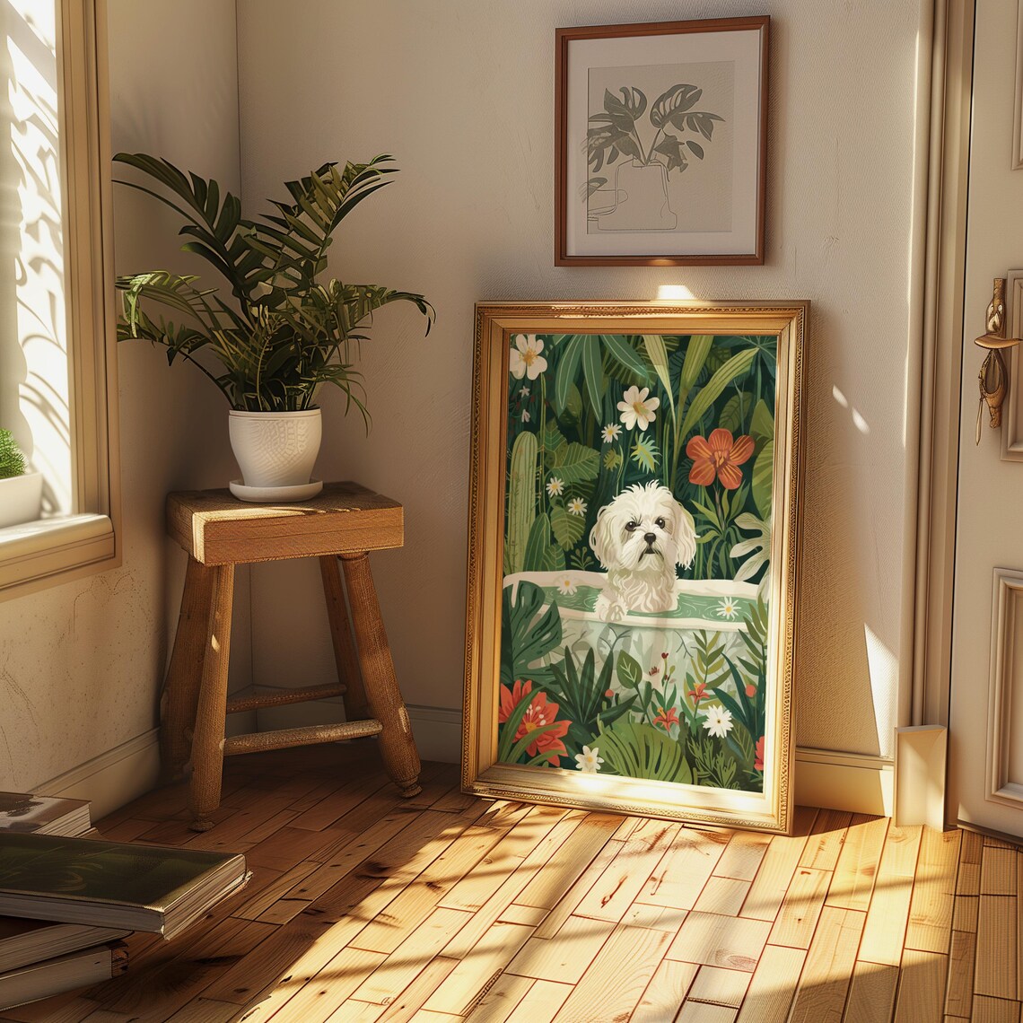 Maltese Boho Jungle Art Print, Tropical Decor - Image 2