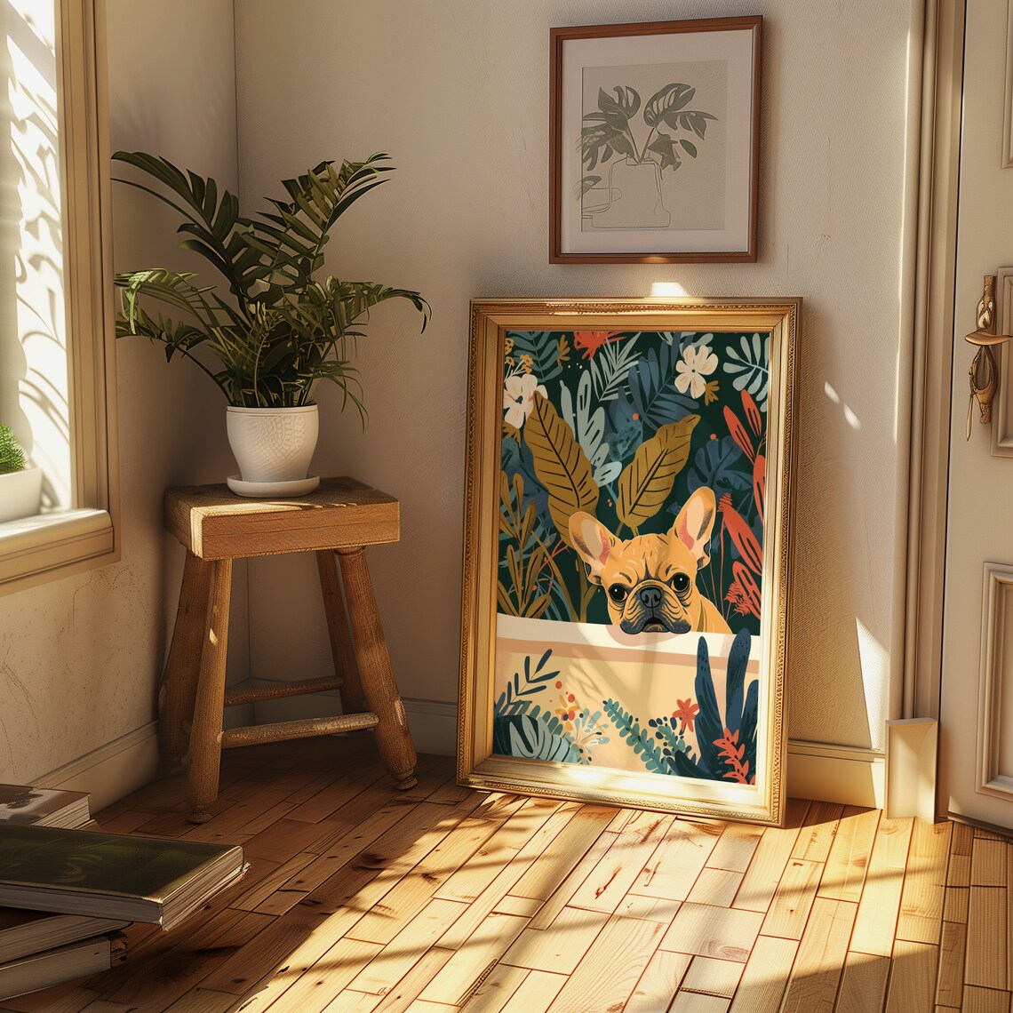 French Bulldog Boho Jungle Tropical Bath Art Print - Image 2