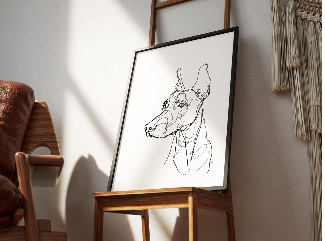 Doberman Minimalist Single Line Drawing Elegant Modern Art Poster - Image 2