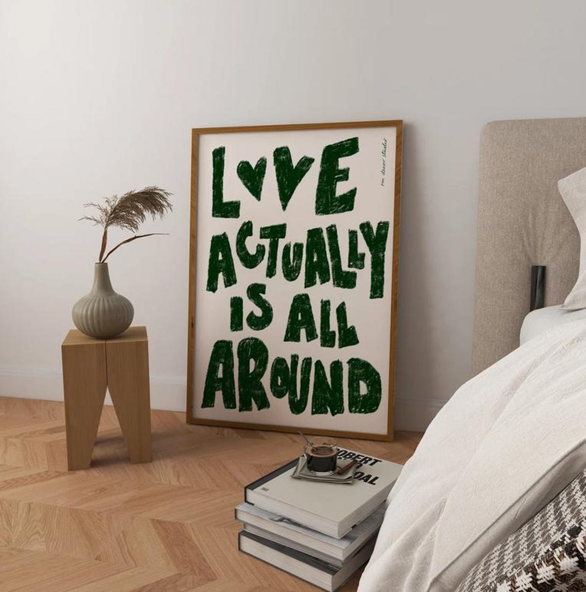 Love Actually Is All Around Rich Dark Green Typography Poster