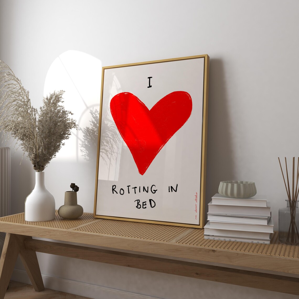 I Love Rotting In Bed Retro Bedroom Art Print