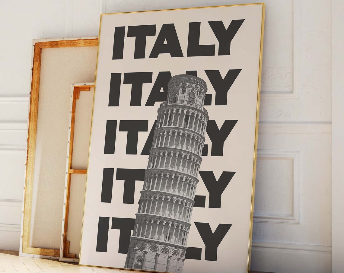 Italy Travel Print Art Italy Leaning Tower Of Pisa Travel Exhibition Print Neutral Wall Art Cute Italy Wall Art - Image 4