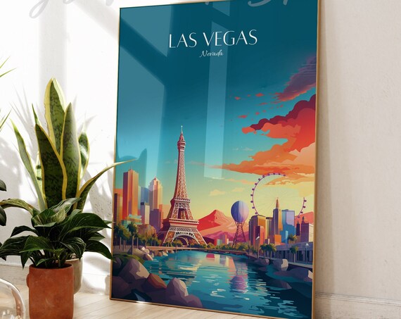 Las Vegas Nevada Vintage Travel Poster Custom City Art Print