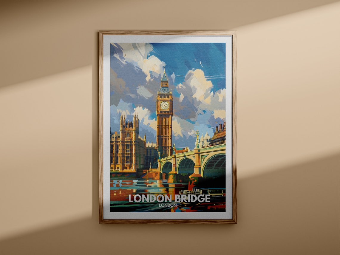London Bridge Print London Bridge Travel Poster London Wall Art Print London Home Decor Travel Wall Art Decor Unique City Print - Image 3
