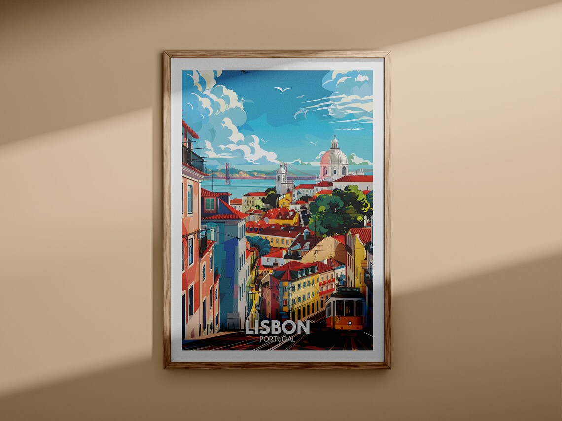 Lisbon Portugal Alfama Street Tram Pantheon View Travel Poster - Image 3