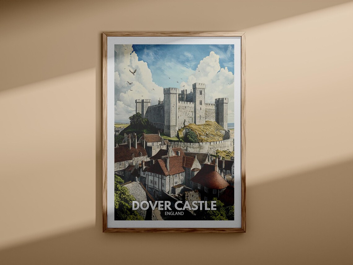 Dover Castle England Hilltop Fortress Over Old Town Vintage Travel Poster - Image 3