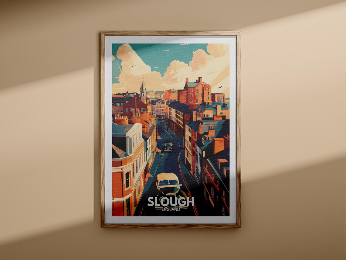 Slough England Vintage High Street Brick Buildings Retro Travel Poster - Image 3