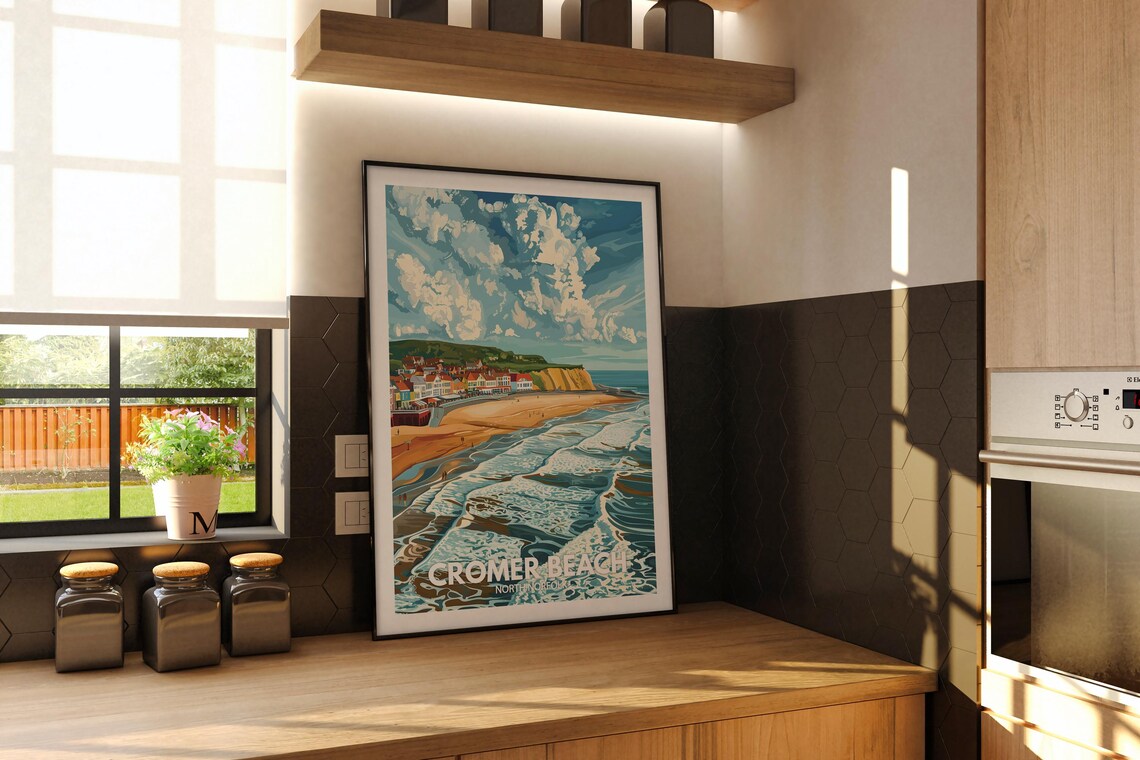 Cromer Beach North Norfolk Seaside Town Golden Sand Vintage Poster - Image 2