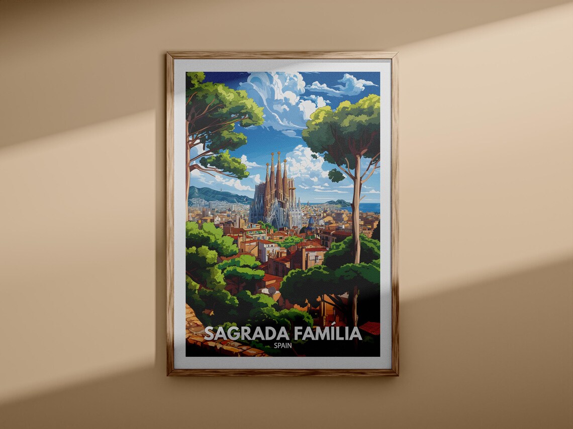 Sagrada Familia Barcelona Spain Gaudi Basilica Travel Poster - Image 3