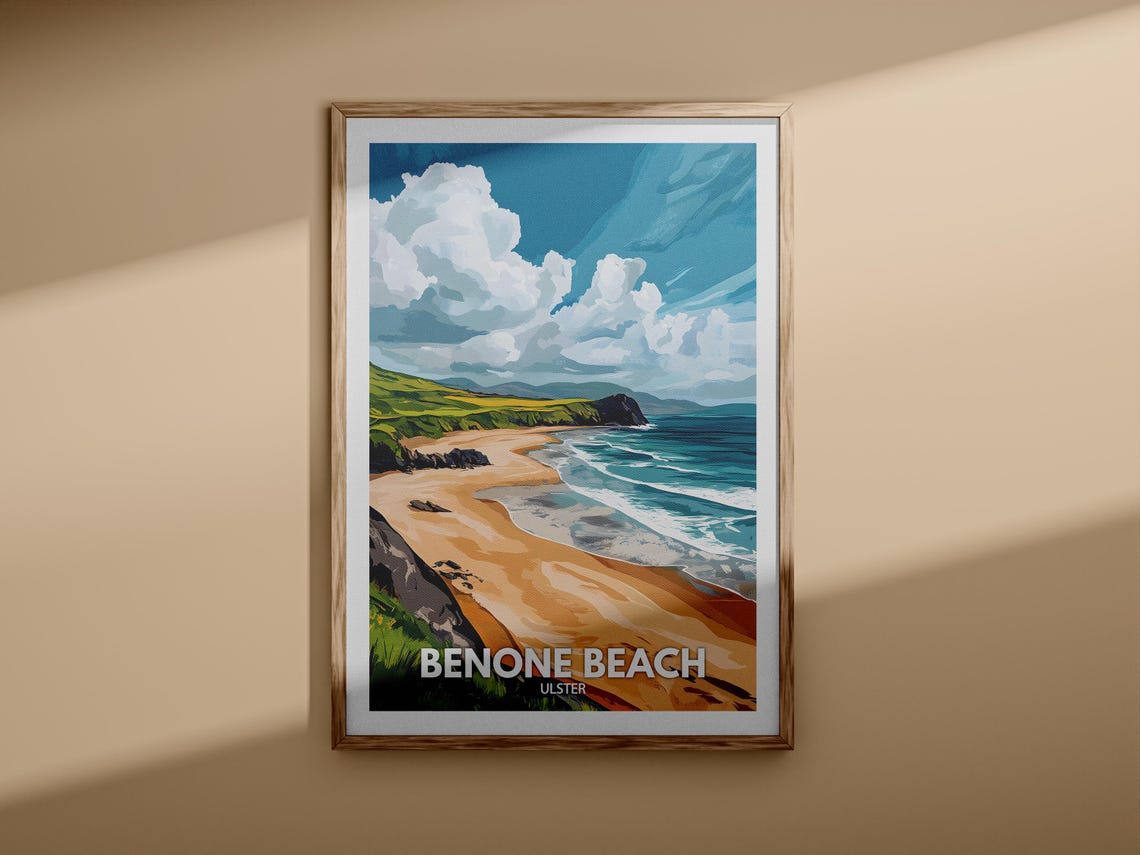 Benone Beach Ulster Golden Sands Green Coastal Cliffs Travel Poster - Image 3