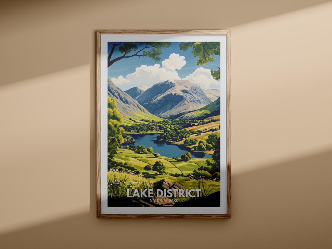 Lake District Print Lake District National Park Poster United Kingdom National Parks Art United Kingdom Travel Poster Nature Prints - Image 3
