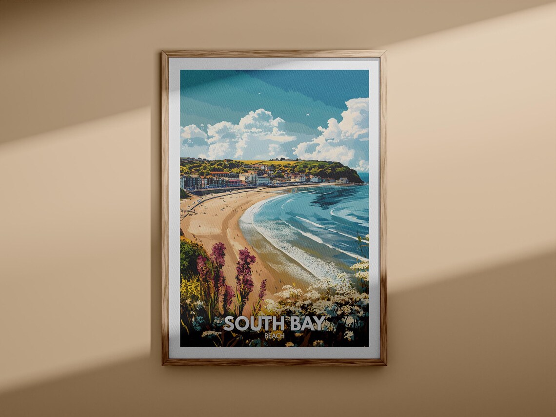 South Bay Beach Scarborough England Sunny Seaside Travel Poster - Image 3