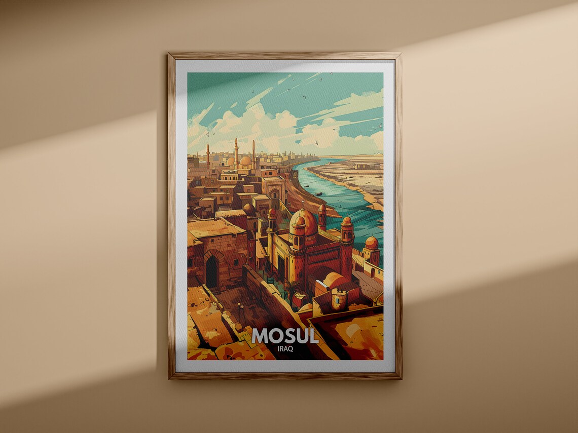 Mosul Iraq Old City Mosques River Middle East Vintage Travel Wall Decor Poster - Image 3