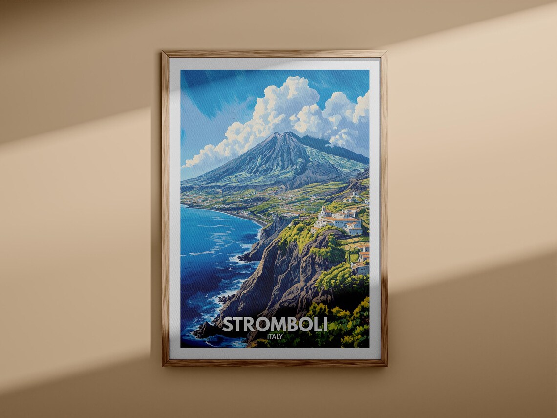 Stromboli Italy Volcano Coastal Village Aeolian Travel Poster - Image 3