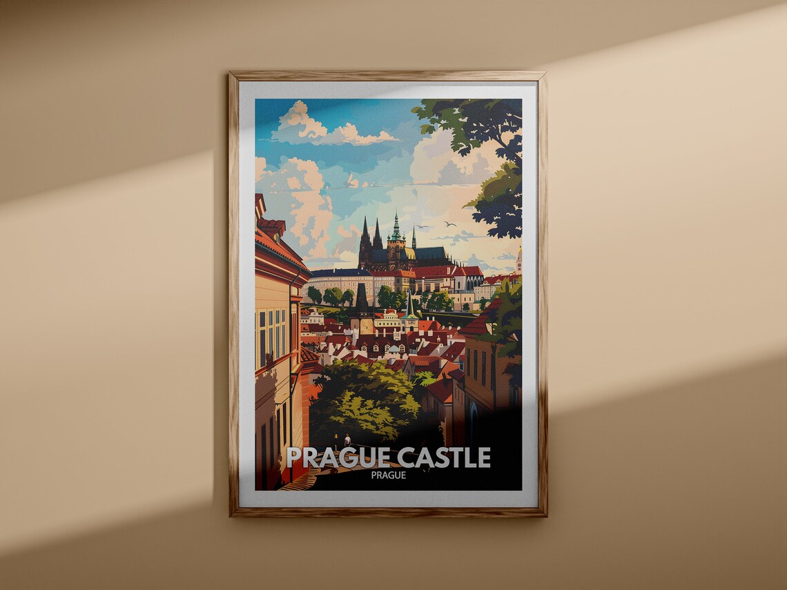 Prague Castle Prague Old Town Rooftops Vintage Travel Poster - Image 3