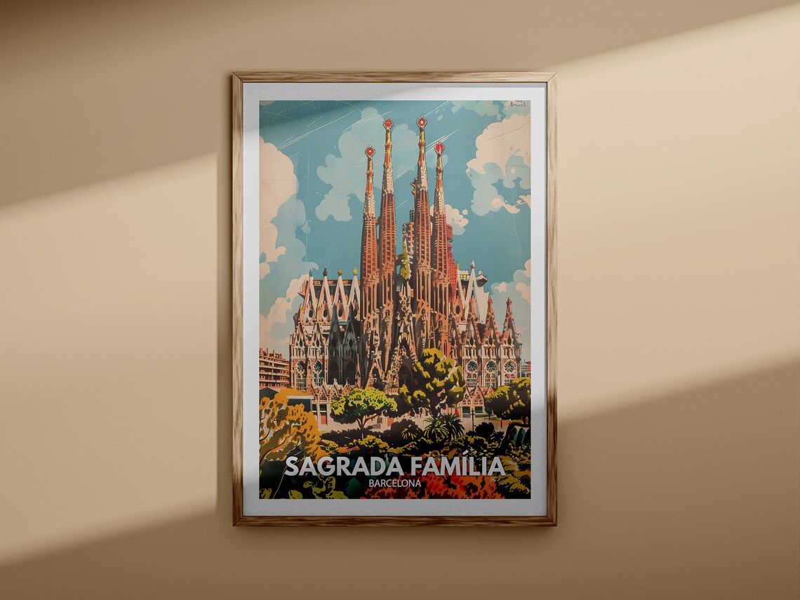 Sagrada Familia Barcelona Gaudi Basilica Iconic Travel Poster - Image 3