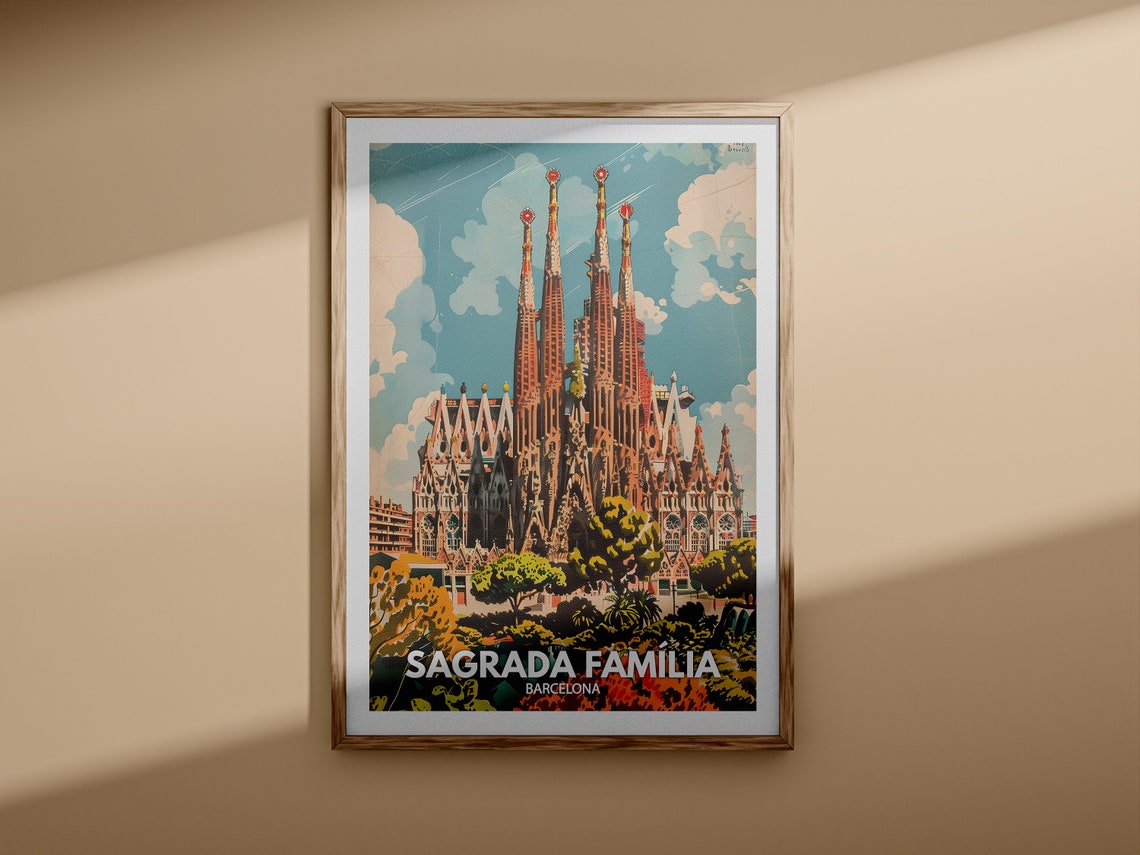 Sagrada Familia Print Sagrada Familia Travel Poster Barcelona Wall Art Print Barcelona Home Decor Europe Wall Arts Eu Landmarks - Image 3