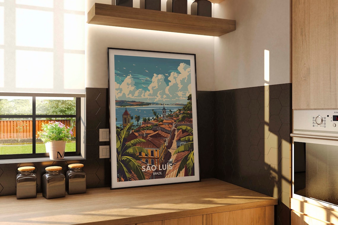 Sao Luis Brazil Colonial Coastal Old Town Vintage Travel Poster - Image 2