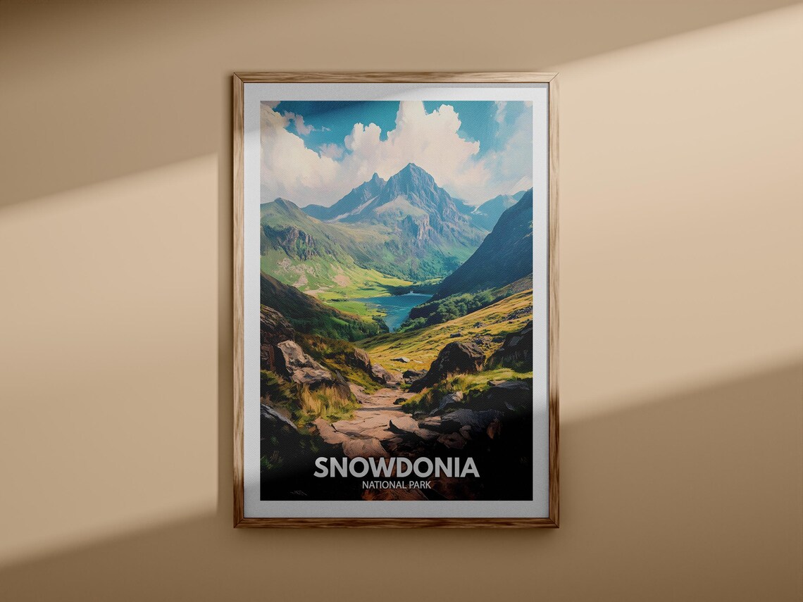 Snowdonia National Park Rocky Summit Trail Lake Travel Poster - Image 3