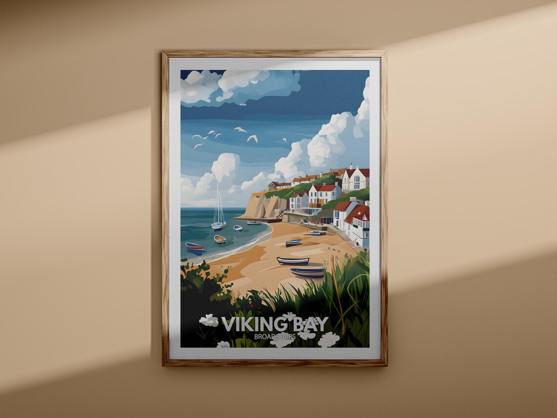 Viking Bay Broadstairs Beach Cottages Fishing Boats Travel Poster - Image 3
