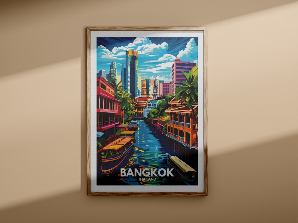Bangkok Art Print Bangkok Travel Poster Thailand Wall Art Print Thailand Home Decor Travel Wall Art Decor Unique City Poster - Image 3