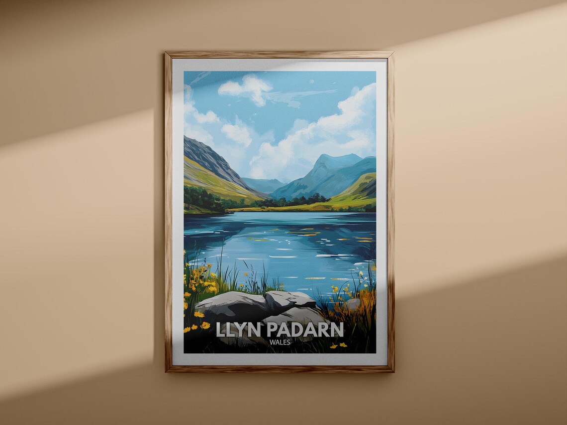 Llyn Padarn Wales Mountain Lake Scenic Vintage Travel Poster - Image 3