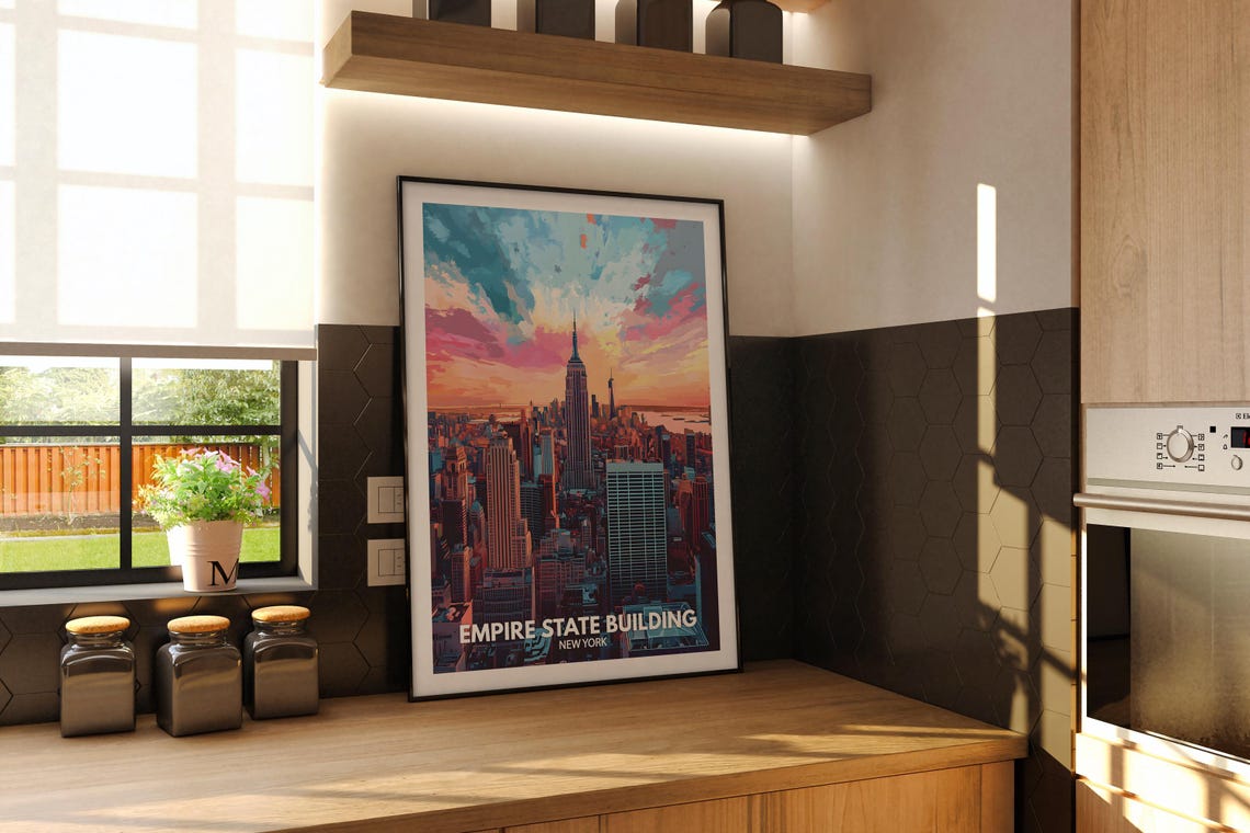 Empire State Building New York Sunset Skyline Panorama Poster - Image 2