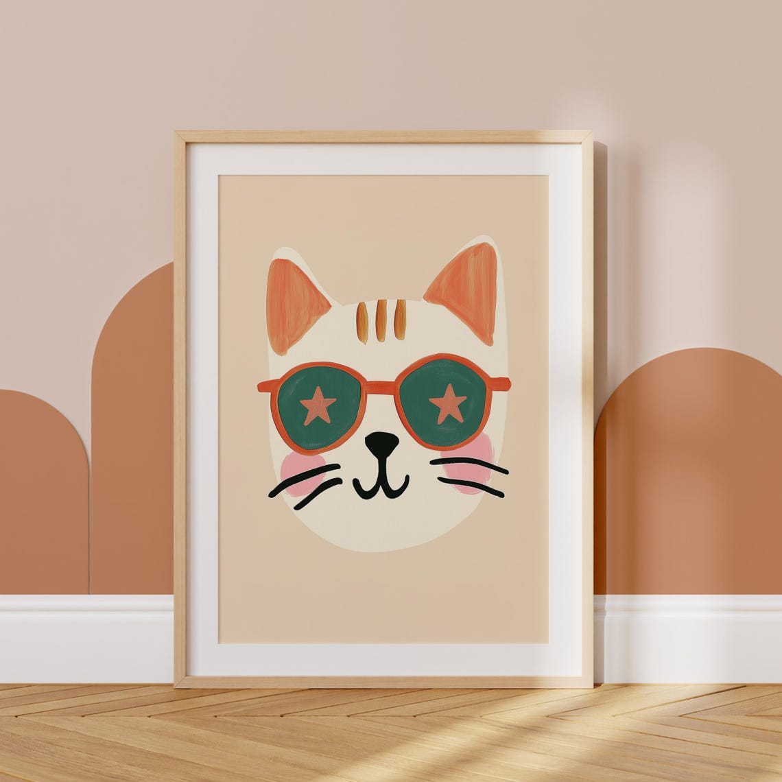 Cool Cat In Star Sunglasses Playful Kids Room Nursery Art Print - Image 5