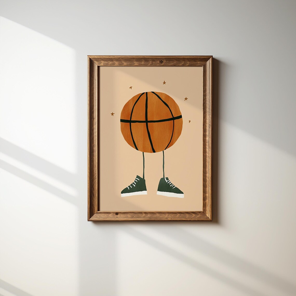 Basketball Legs Green Sneakers Stars Sports Nursery Kids Art Poster - Image 2