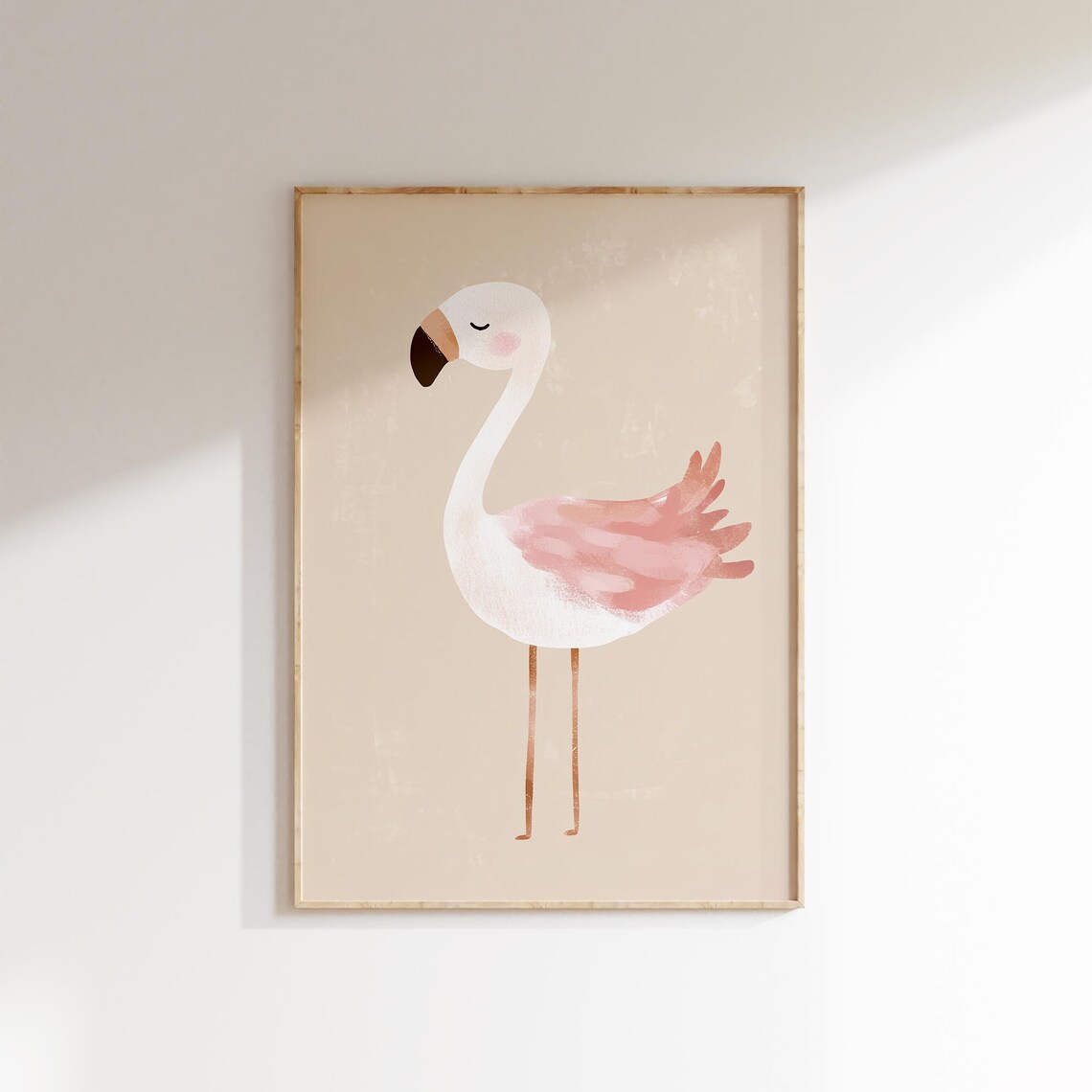 Sleeping Pink Flamingo Bird Watercolor Nursery Animal Poster - Image 2