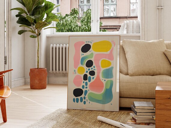 Abstract Colorful Shapes Wall Art Modern Minimalist Print Bright Geometric Art