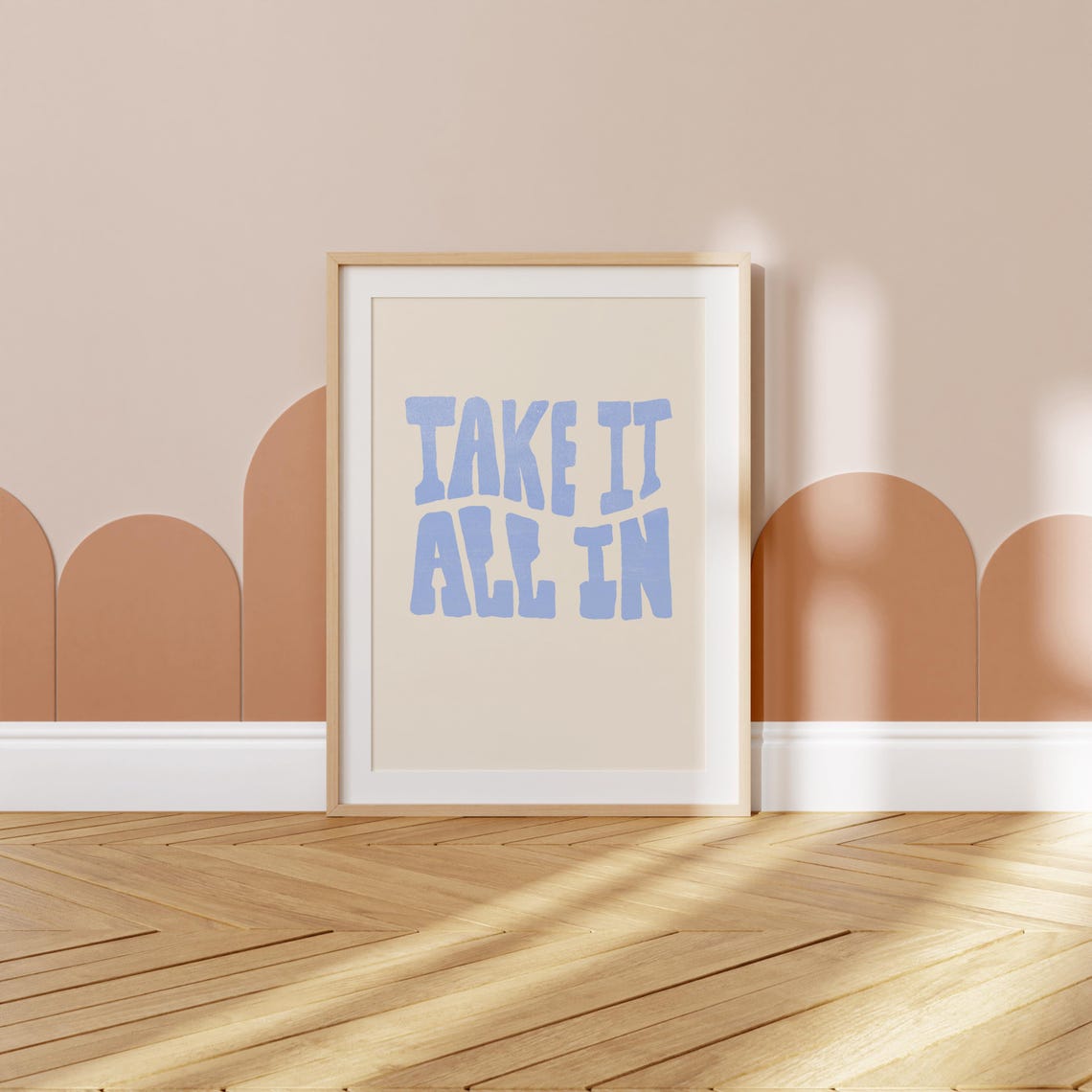 Take It All In Blue Hand Drawn Wavy Lettering Calm Mindful Poster - Image 3