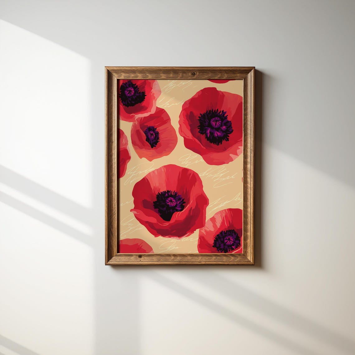Modern Red Poppy Flower Print Bold Floral Botanical Dark Wall Poster - Image 5