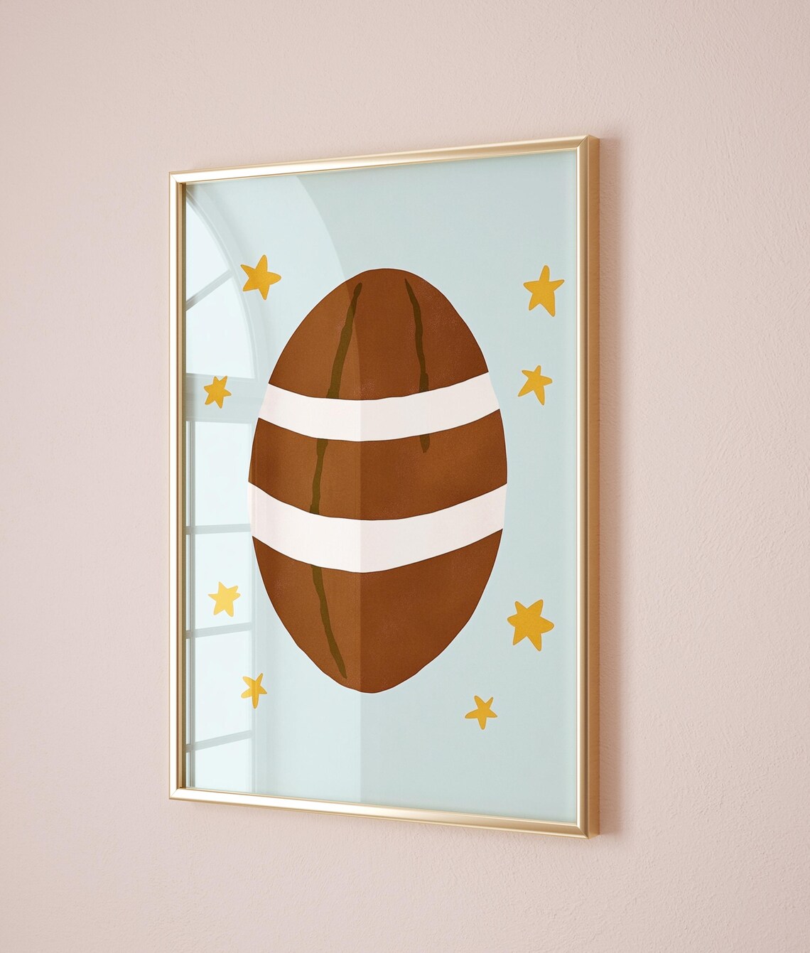 American Football with Yellow Stars Minimalist Kids Sports Poster - Image 3