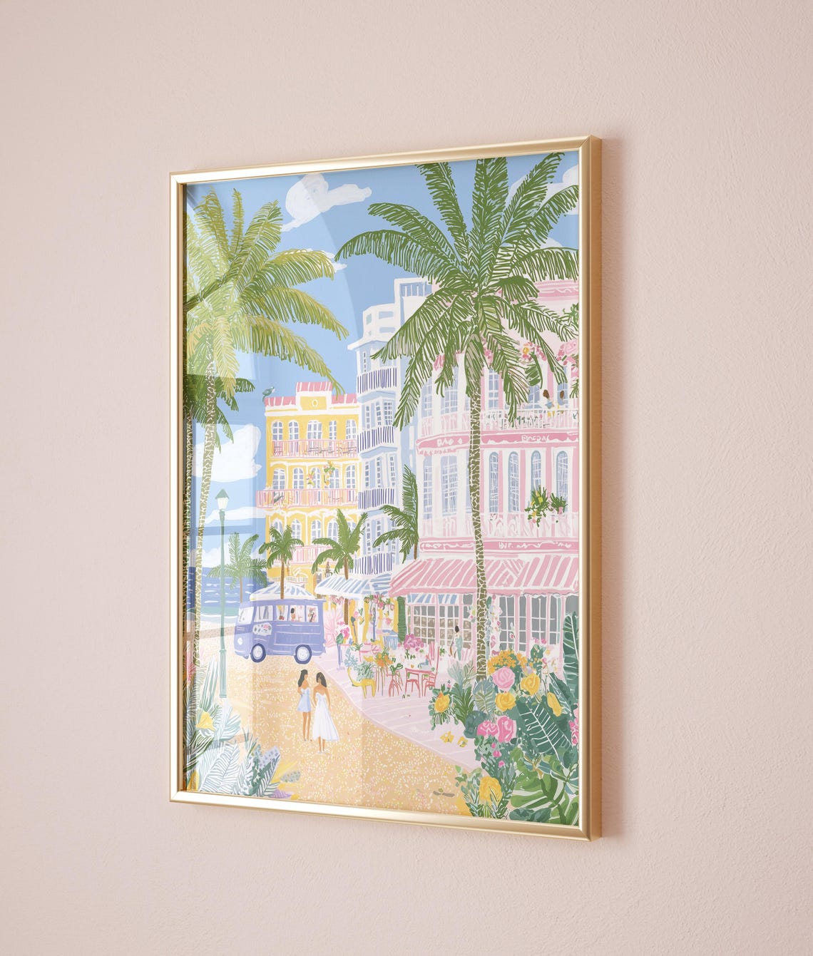 Miami Beach Art Deco Street Palm Trees Ocean Drive Summer Poster - Image 5