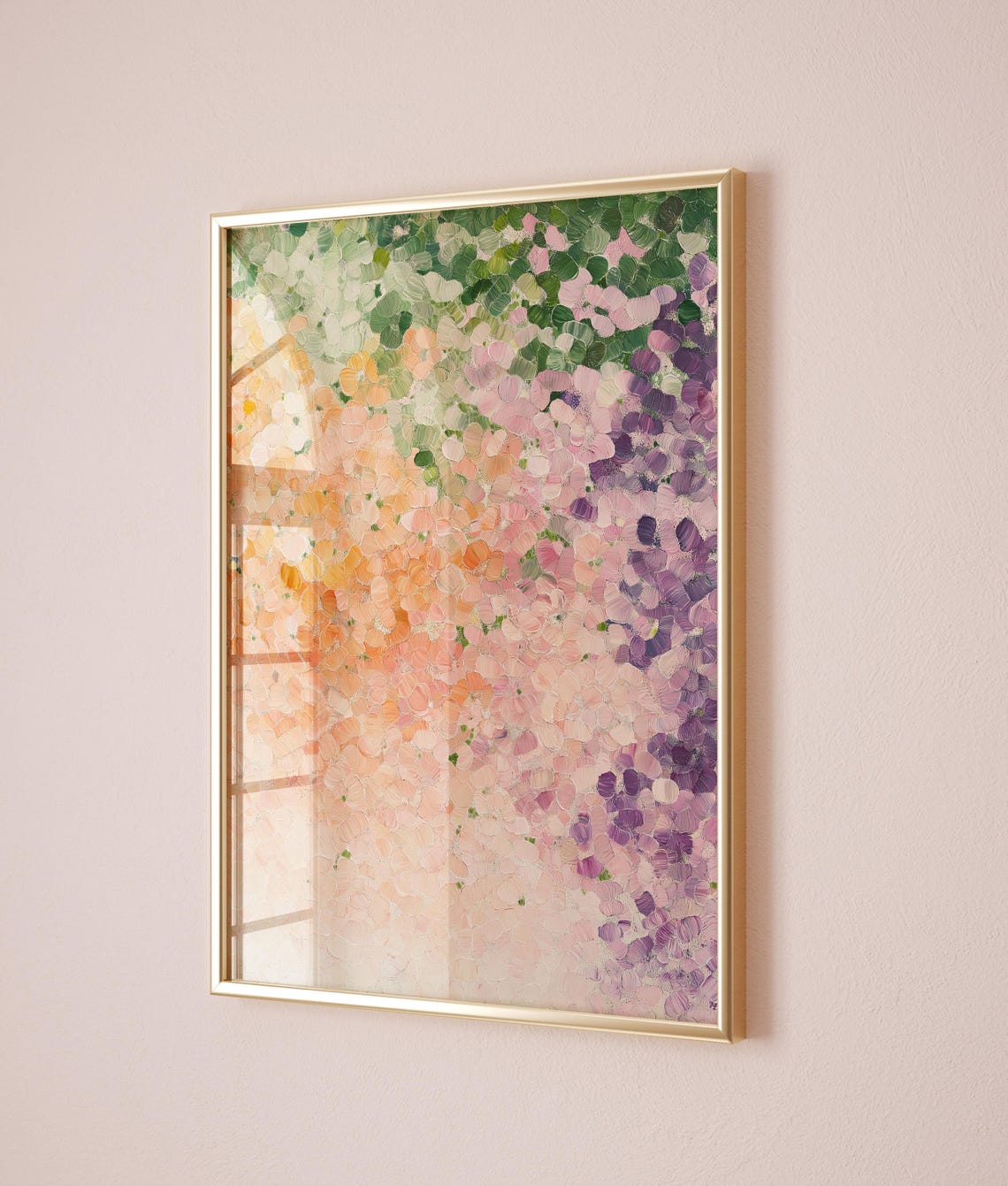 Soft Peach Pink Lavender Purple Floral Abstract Garden Poster - Image 2