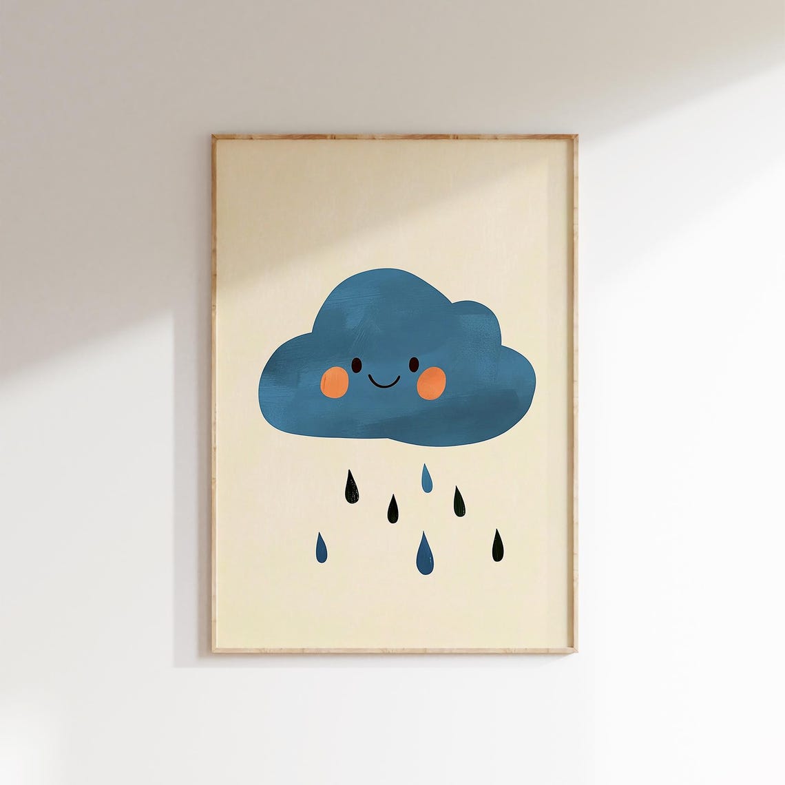 Smiling Blue Rain Cloud Cute Kids Weather Nursery Wall Poster - Image 2