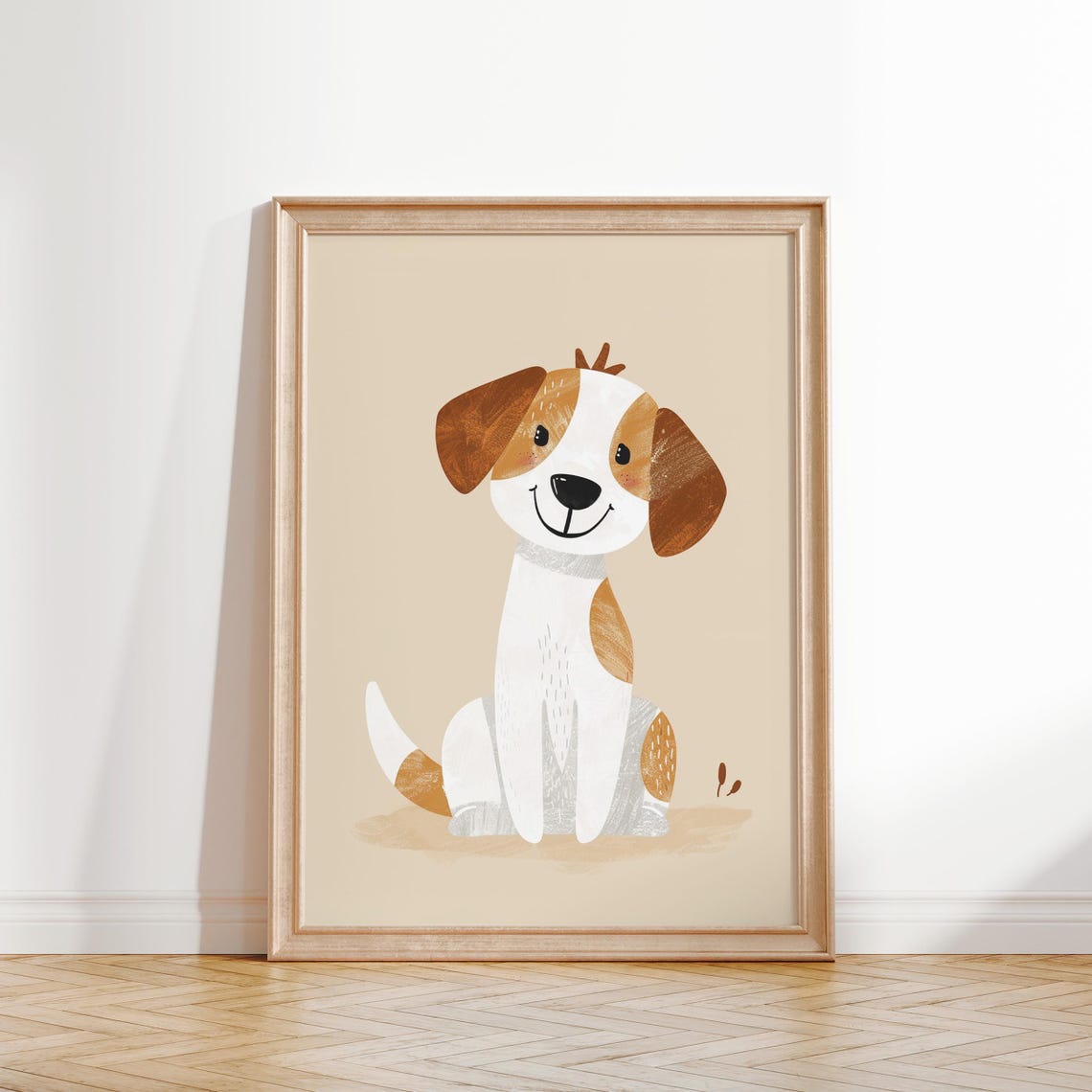 Brown And White Puppy Sitting Cute Dog Nursery Poster Art Decor - Image 2