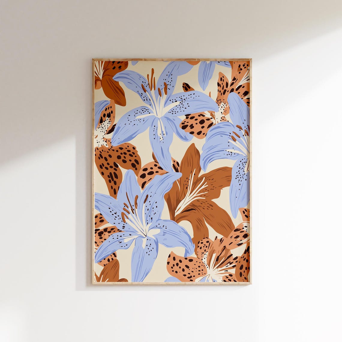 Tiger Lily Flower Print Blue Orange Modern Botanical Summer Poster - Image 5