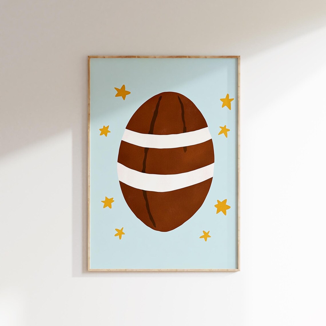 American Football with Yellow Stars Minimalist Kids Sports Poster - Image 2