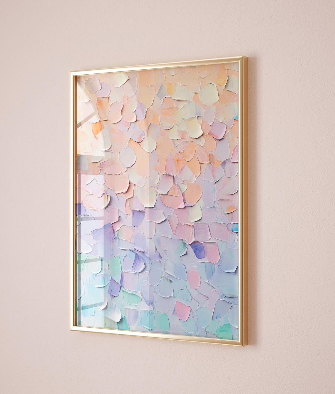 Peach Blush Lavender Mint Pastel Ombre Textured Abstract Poster - Image 2