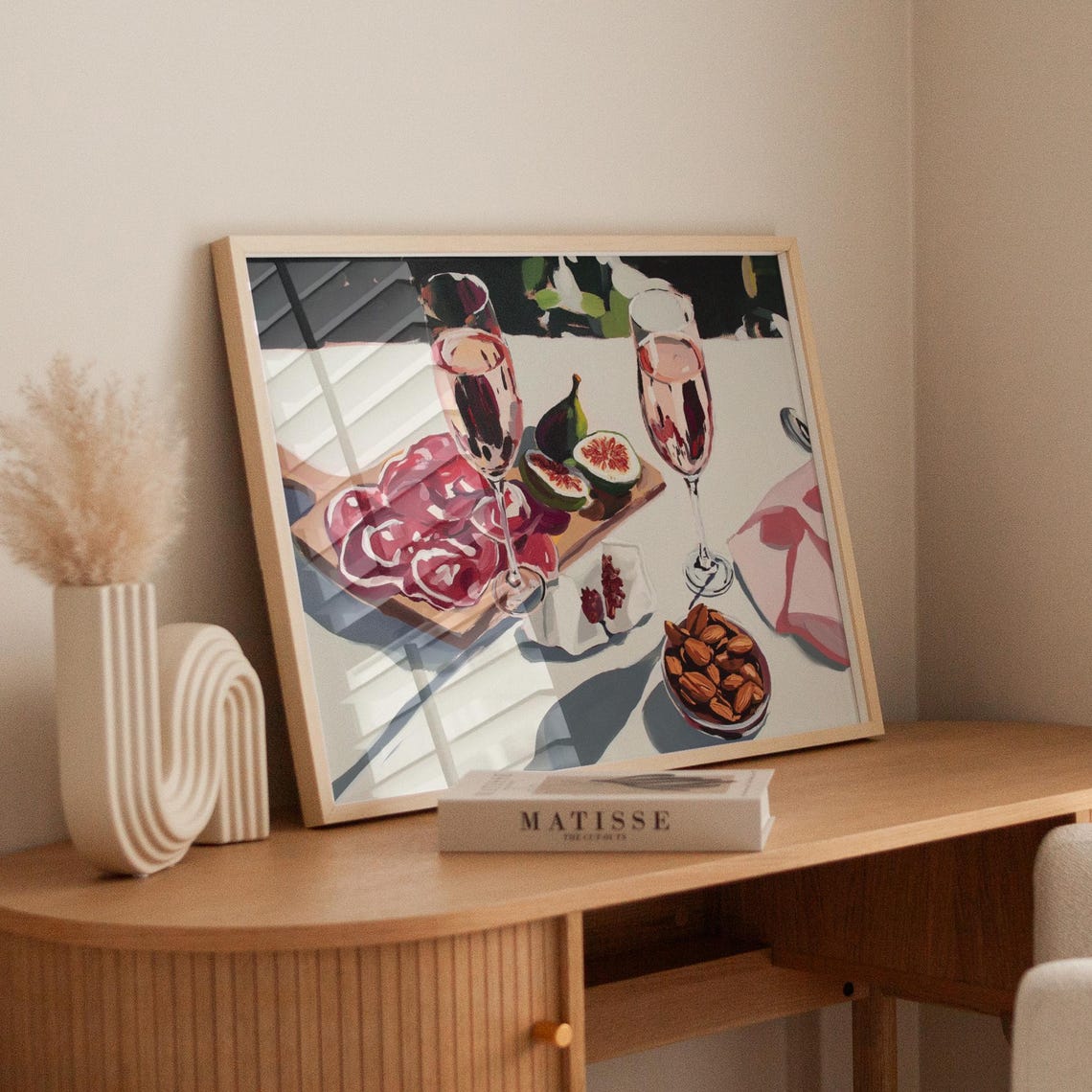 Figs And Cured Meat Charcuterie Board Champagne Almonds Art Poster - Image 3