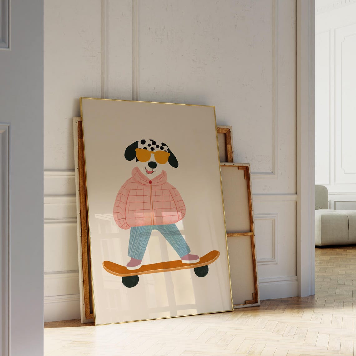Skateboarding Dog In Sunglasses Cool Fun Kids Room Art Poster - Image 5