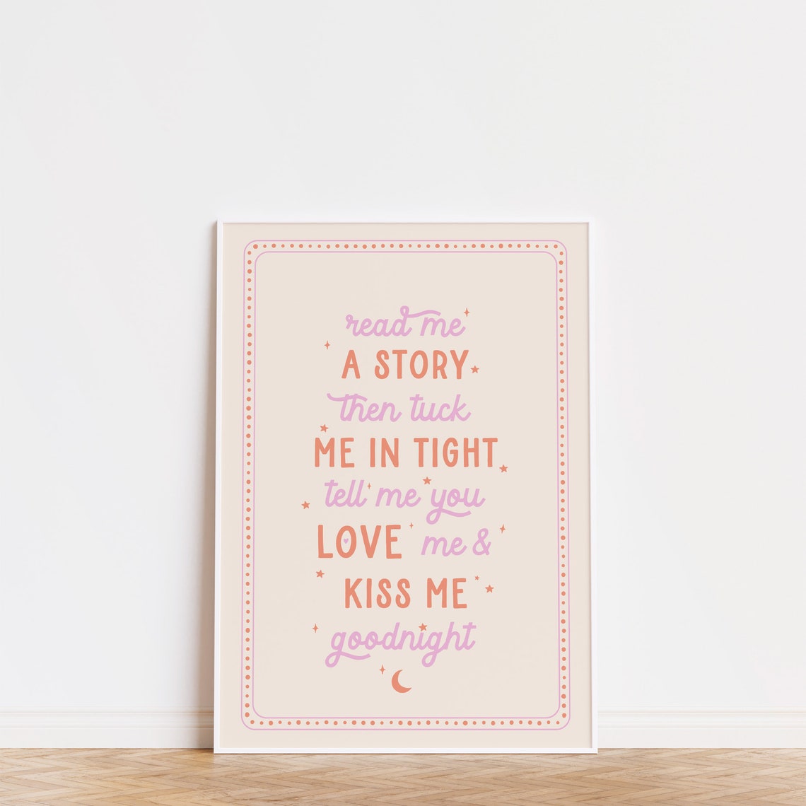 Baby Girl Nursery Wall Art Cute Goodnight Story Kids Room Poster Quote Nursery Decor Poem Baby Room Girl