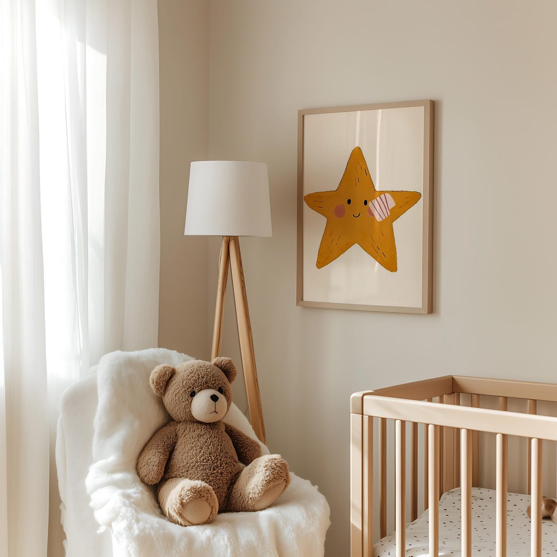 Cute Smiling Star Sea Beach Theme Modern Nursery Kids Art Poster - Image 4