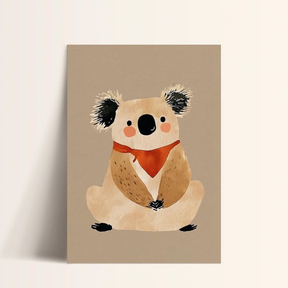 Cute Koala Bear Print Australian Animal Art Kids Room Decor Modern Nursery Wall Art Woodland Theme